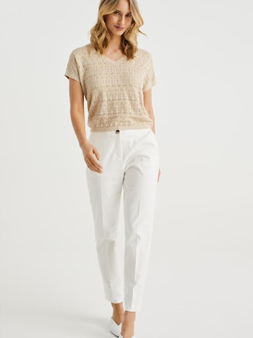 WE Fashion Slimfit Παντελόνι με τσάκιση σε λευκό