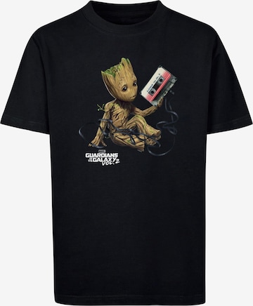 ABSOLUTE CULT Shirt 'Guardians Of The Galaxy Vol2- Groot Tape' in Zwart: voorkant