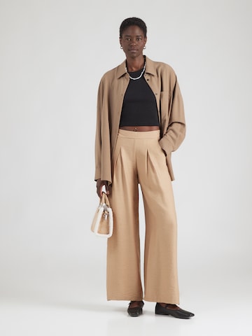 Sublevel Wide Leg Bukser med lægfolder i brun