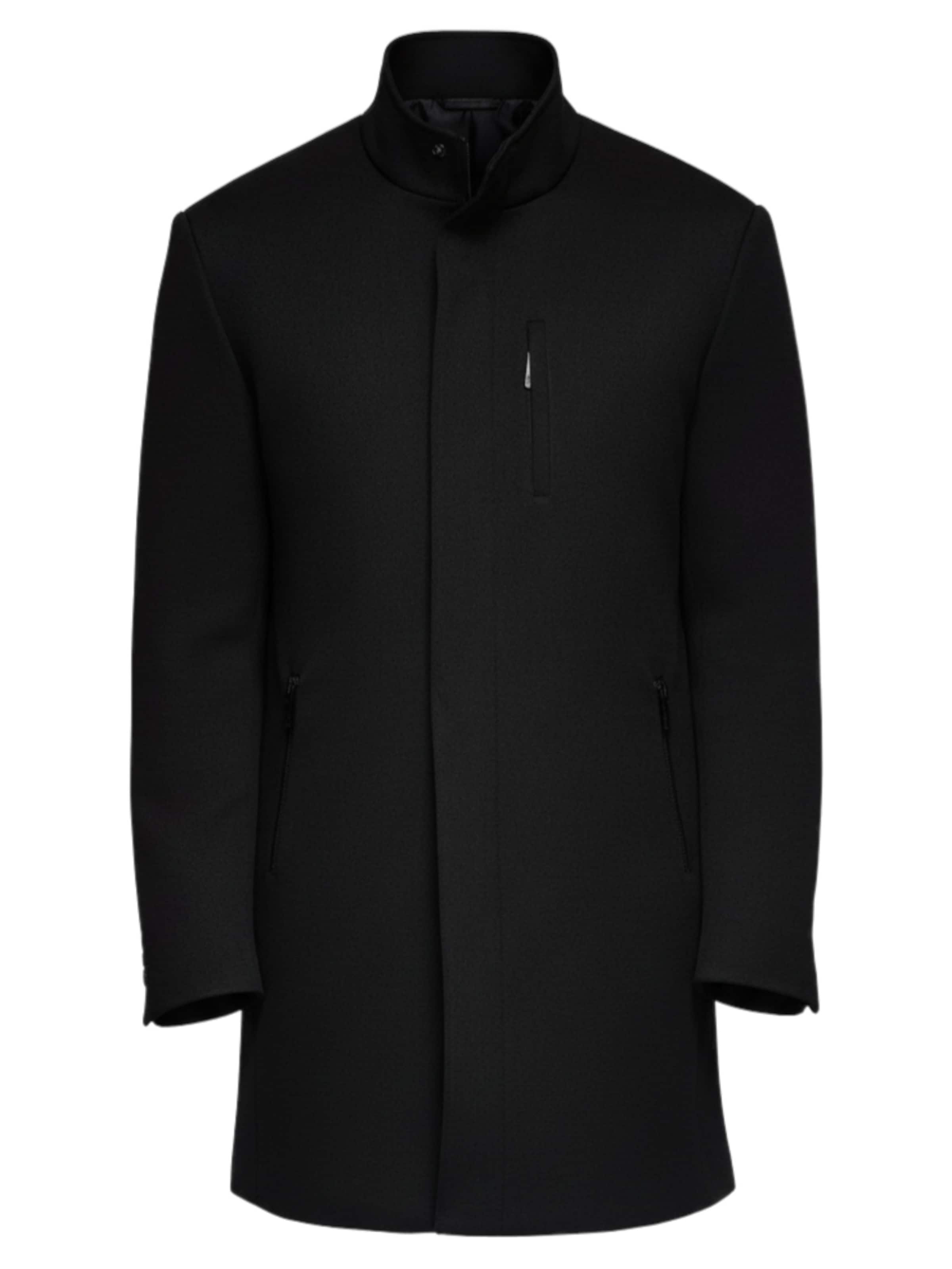 Ombre Between-Seasons Coat in Black: front