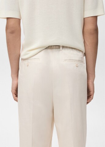 MANGO MAN Loose fit Pleated Pants 'Lighter' in Beige