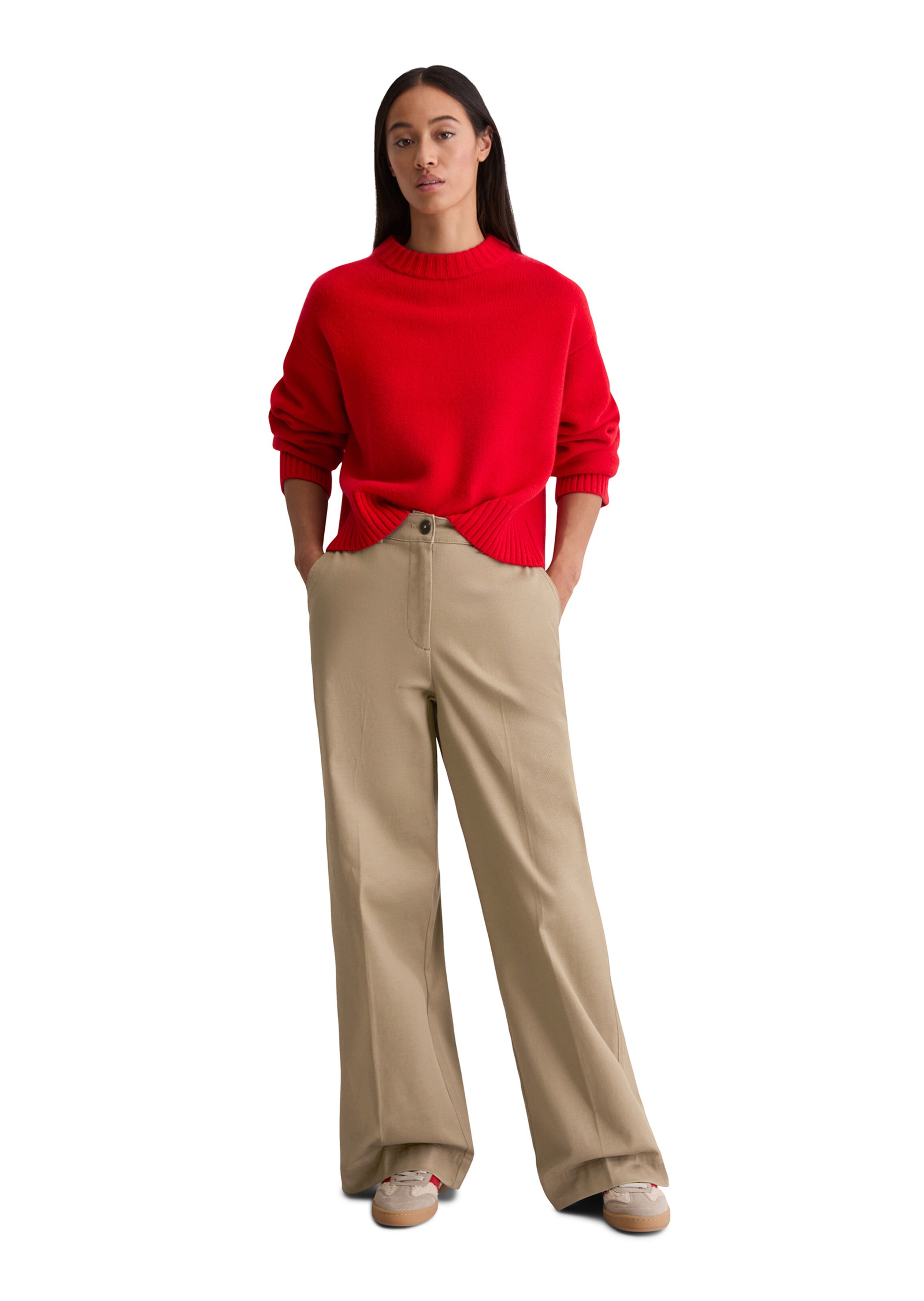 Marc O'Polo Wide leg Broek in Bruin