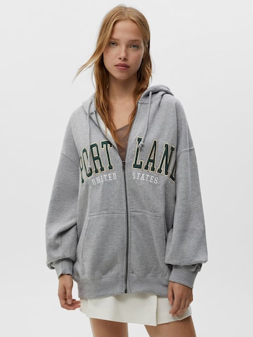 Pull&Bear Sweatjacke in Grau: predná strana