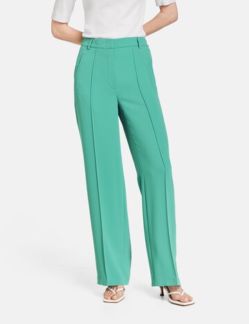 GERRY WEBER Wide leg Pleat-Front Pants in Green: front