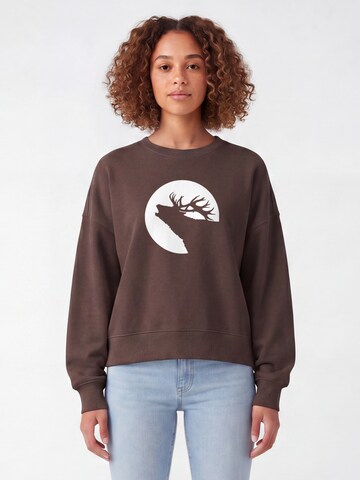 Sweat-shirt ' Röhrender Hirsch ' Watapparel en marron : devant