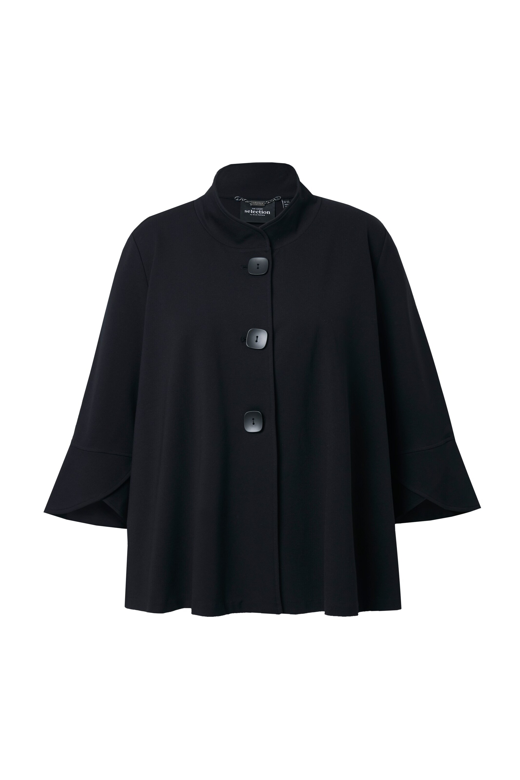 Ulla Popken Zip-Up Hoodie in Black: front