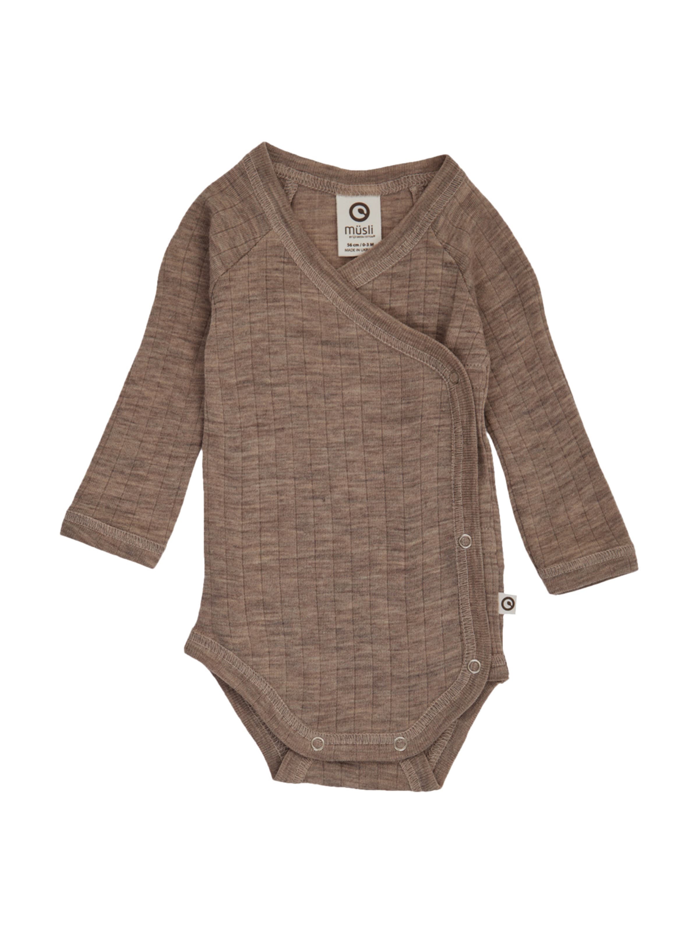 Barboteuse / body Müsli by GREEN COTTON en marron : devant