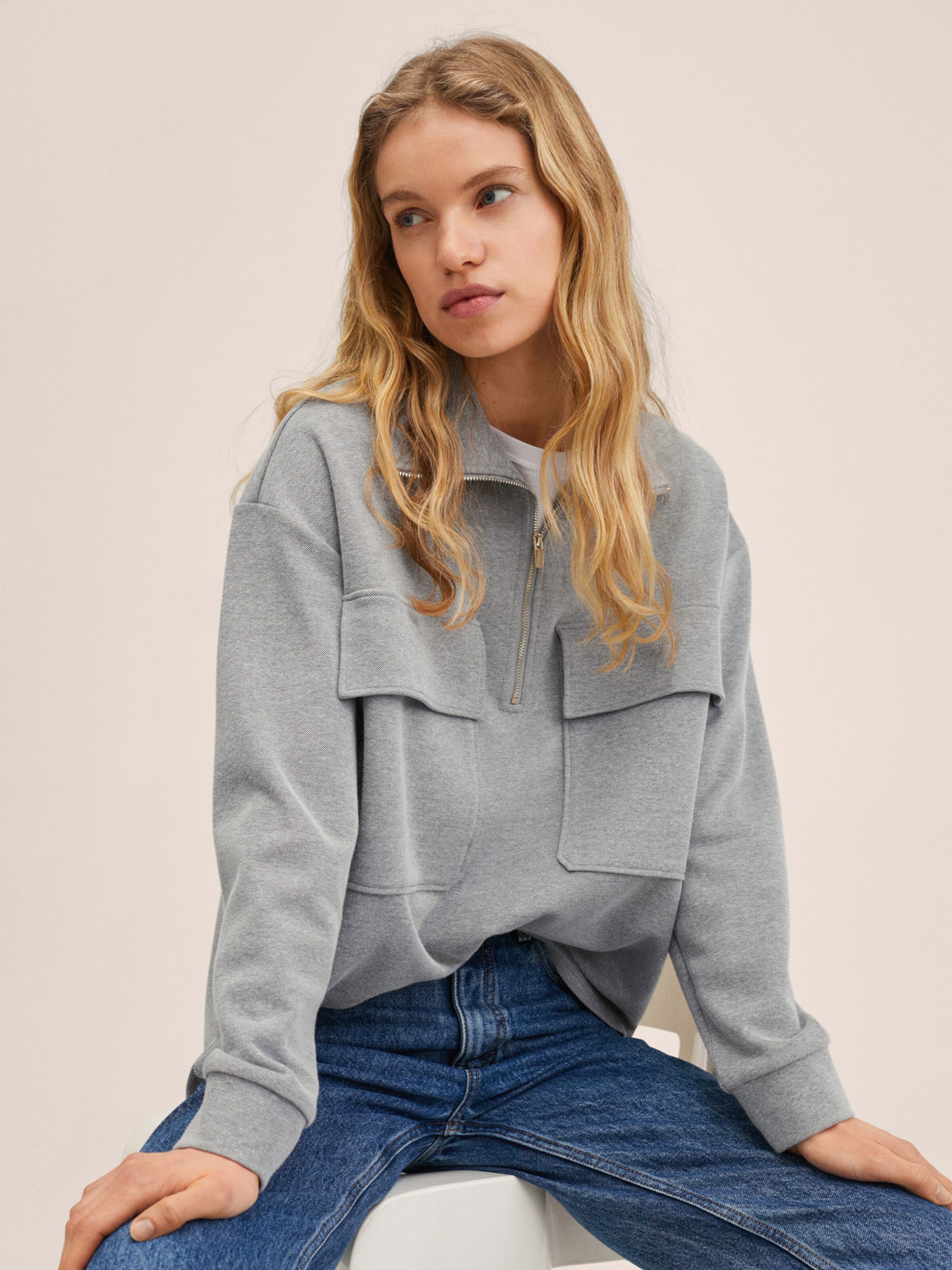 Frauen Sweat MANGO Sweatshirt in Grau - NX52408 Frauen Sweat MANGO Sweatshirt in Grau - NX52408