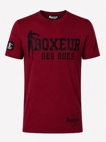 Boxeur des Rues - Camiseta tradicional 'Herren T-Shirt Slim Fit Boxeur des Rues, Bordeaux, Schwarzes Logo, Premium-Baumwolle' en rojo