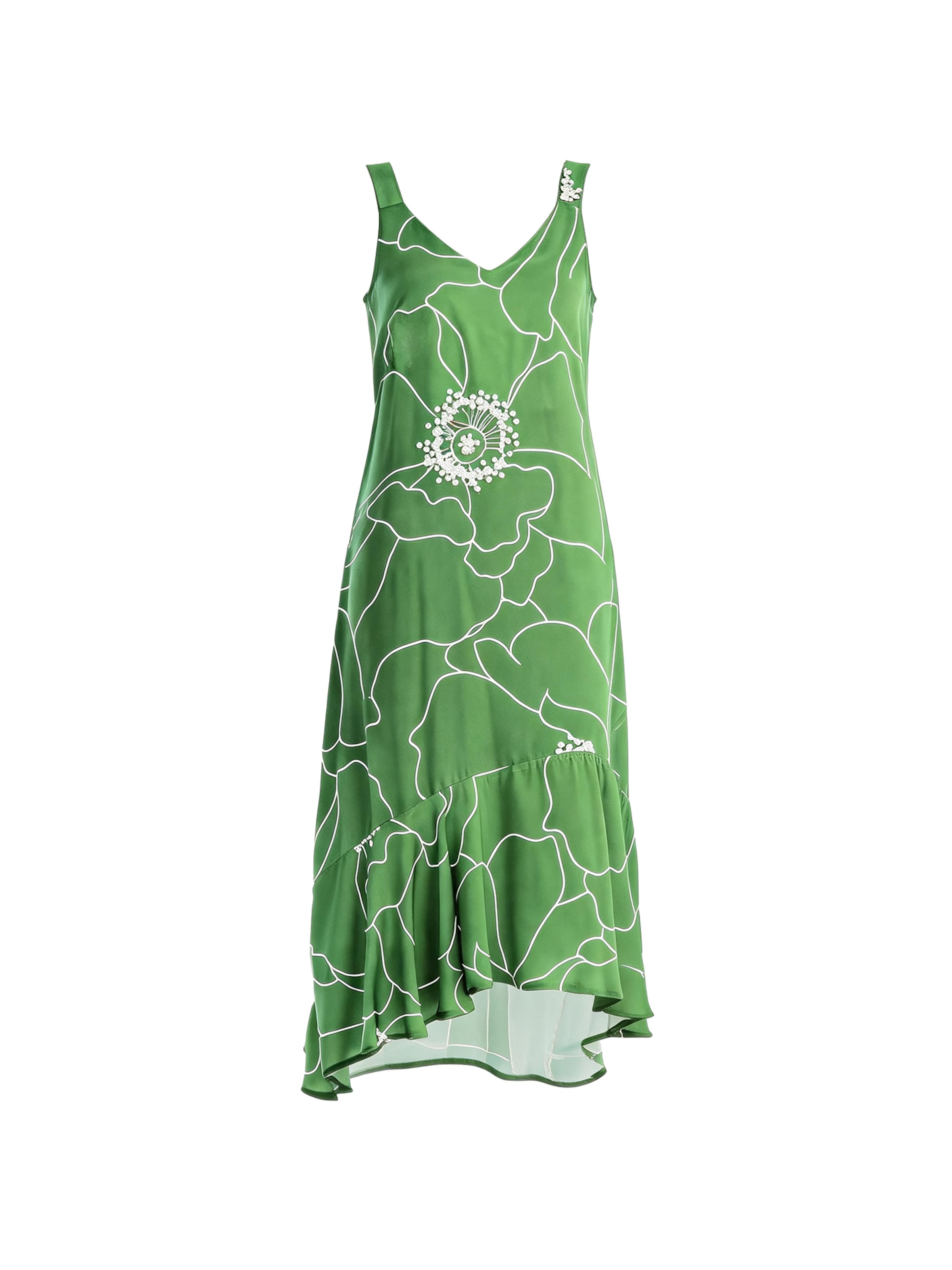 Haris Cotton Jurk in Groen: voorkant