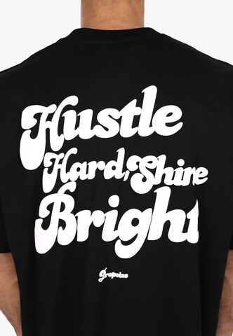 Dropsize Shirt 'Hustle Hard' in Zwart