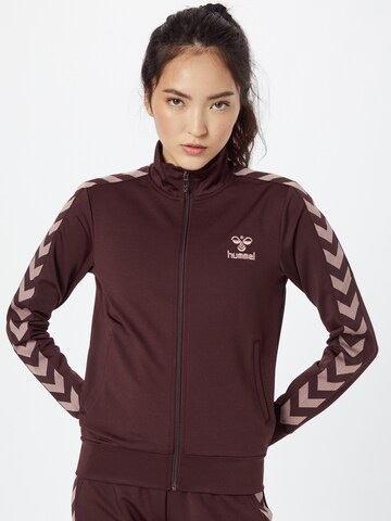 Veste de survêtement Hummel en marron : devant