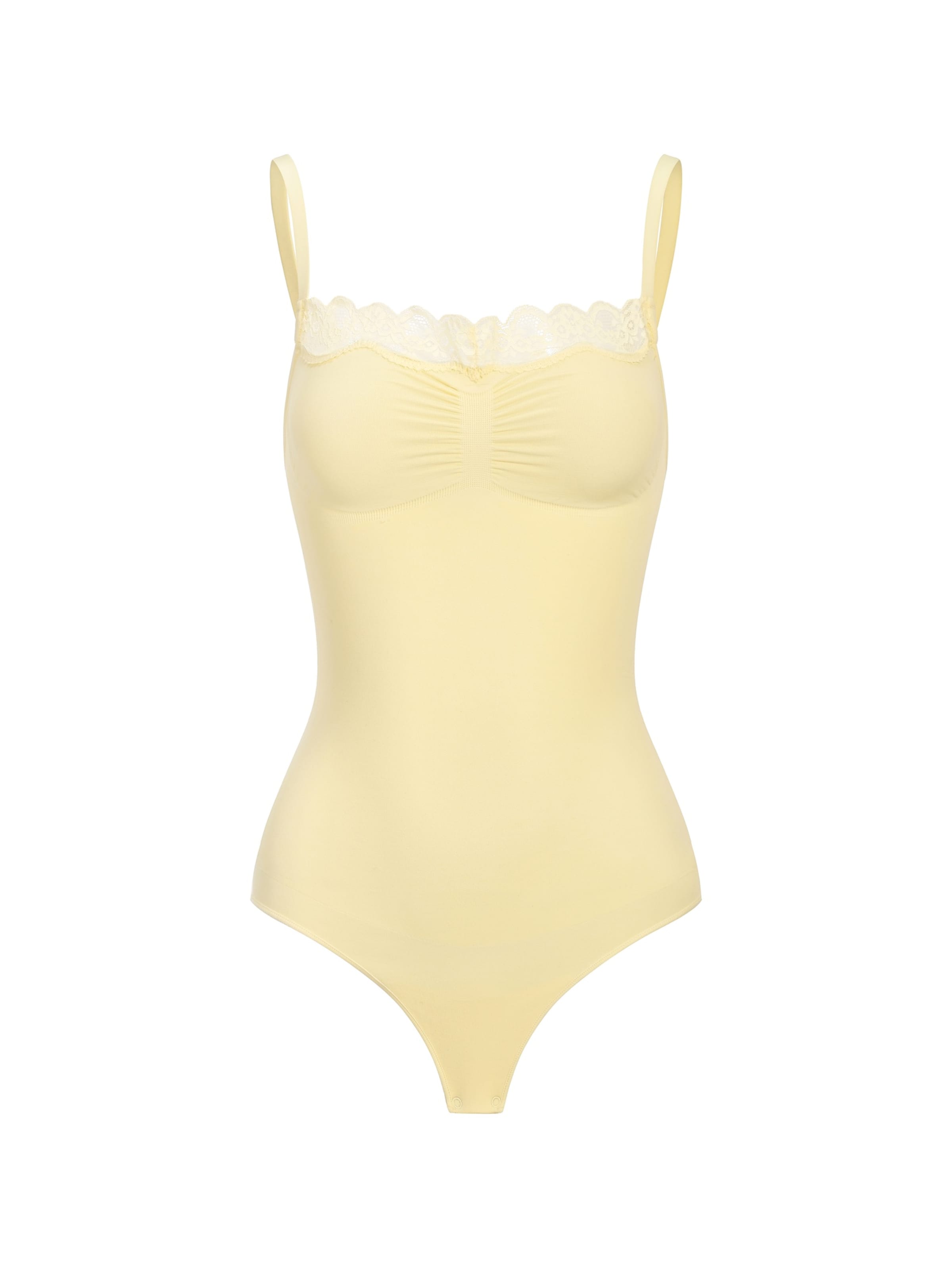 cfab (formerly creamy fabrics) Shaping bodysuit 'Bodysuit Sculpting Shapewear mit Lace' in Yellow: front
