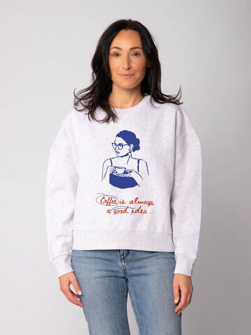 Watapparel Sweatshirt 'Coffee is a good idea ' in Grey: front