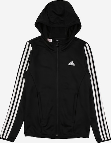 ADIDAS SPORTSWEAR Athletic Zip-Up Hoodie 'Designed To Move 3-Stripes ' in Black: front