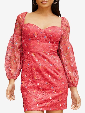Womens Chi Chi London Long Sleeve Floral Lace Mini Dress - Red Womens Chi Chi London Long Sleeve Floral Lace Mini Dress - Red