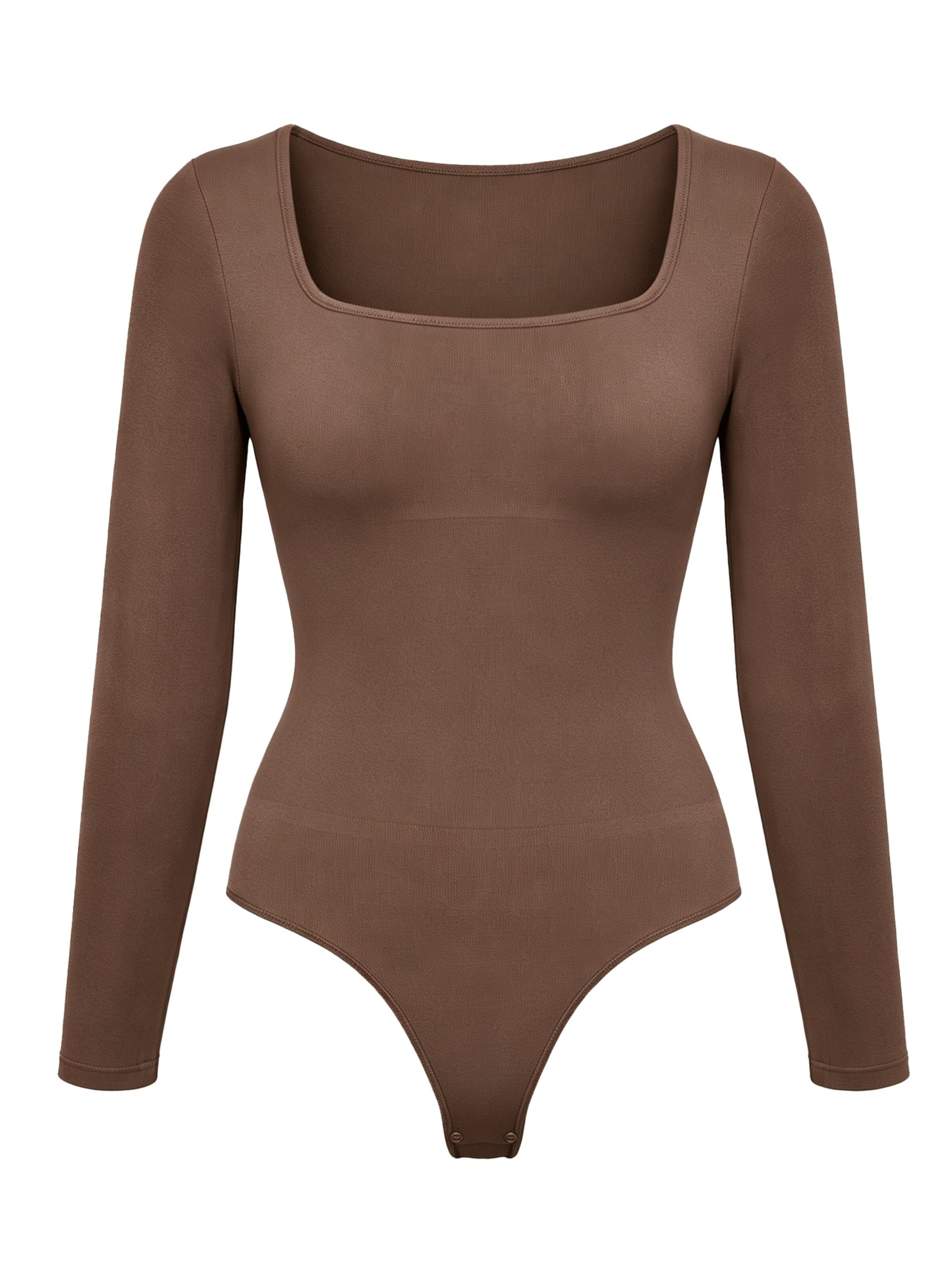 cfab Shaping bodysuit 'Clean Longsleeve Squareneck Sculpting Bodysuit with String' in XS in Brown, Item view
