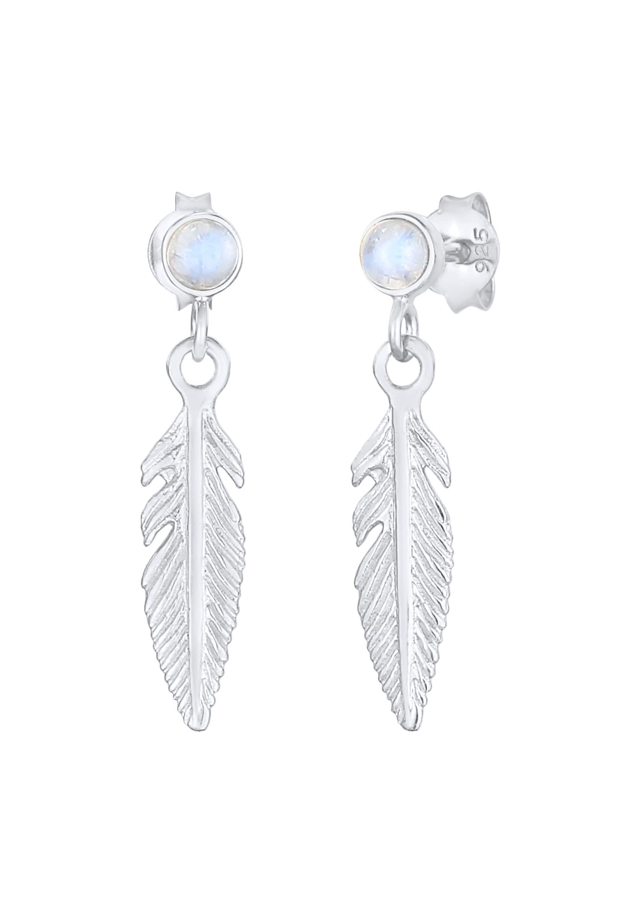 ELLI Ohrringe Boho, Feder in Silber