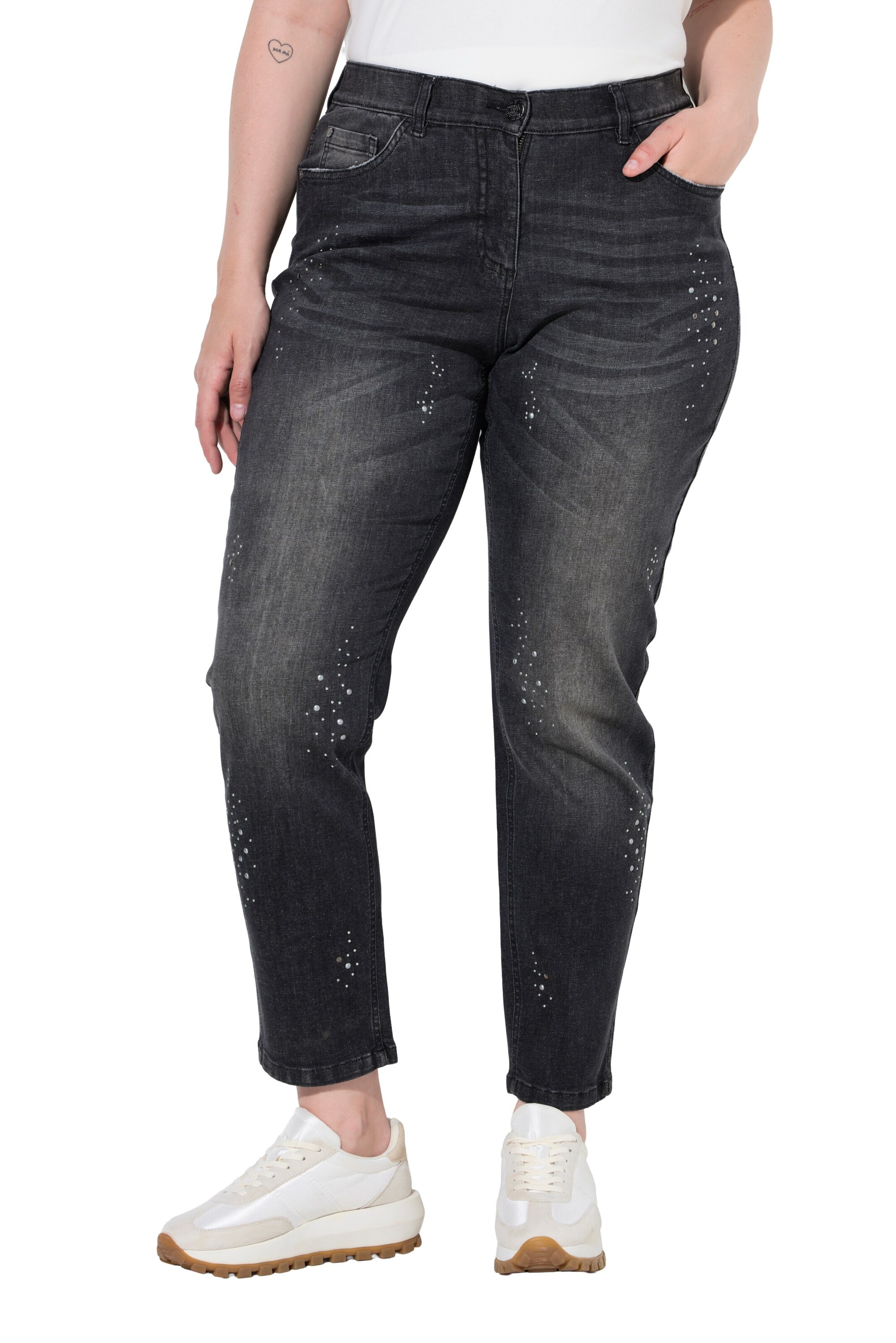 Ulla Popken Regular Jeans in Zwart: voorkant
