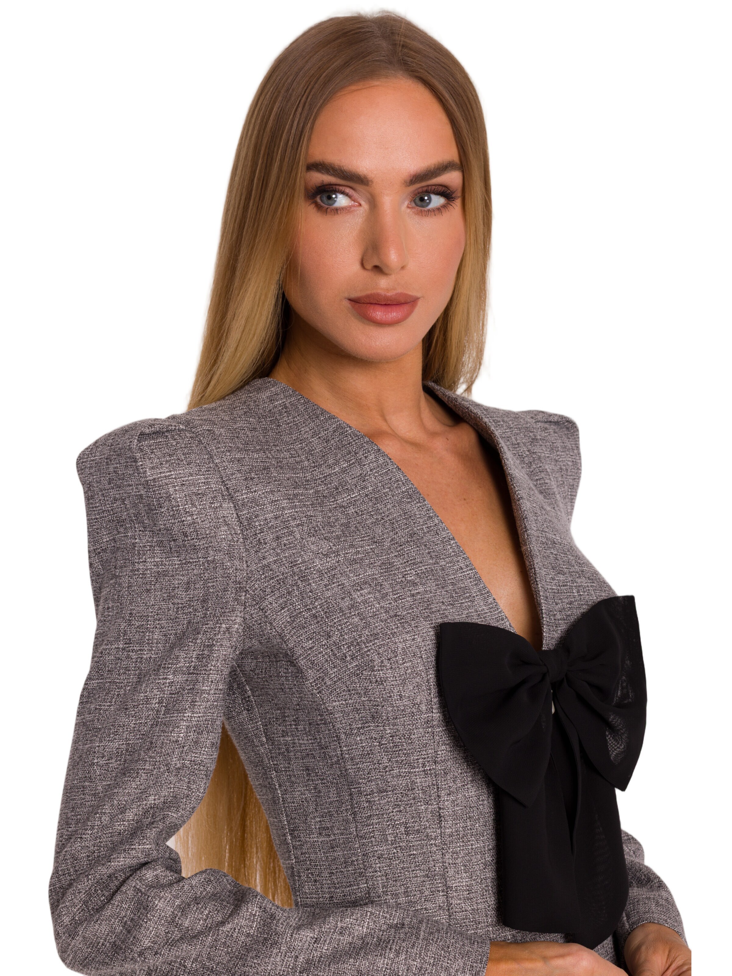 Rochie 'Sukienka tweedowa z kokardą szyfonową' de la made of emotion pe gri
