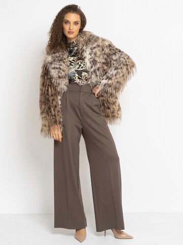 JIORO Wide Leg Hose 'ESSENTIALS' in Braun