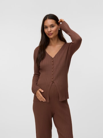 Vero Moda Maternity Πλεκτή ζακέτα 'VMMWILLOW' σε καφέ: μπροστά