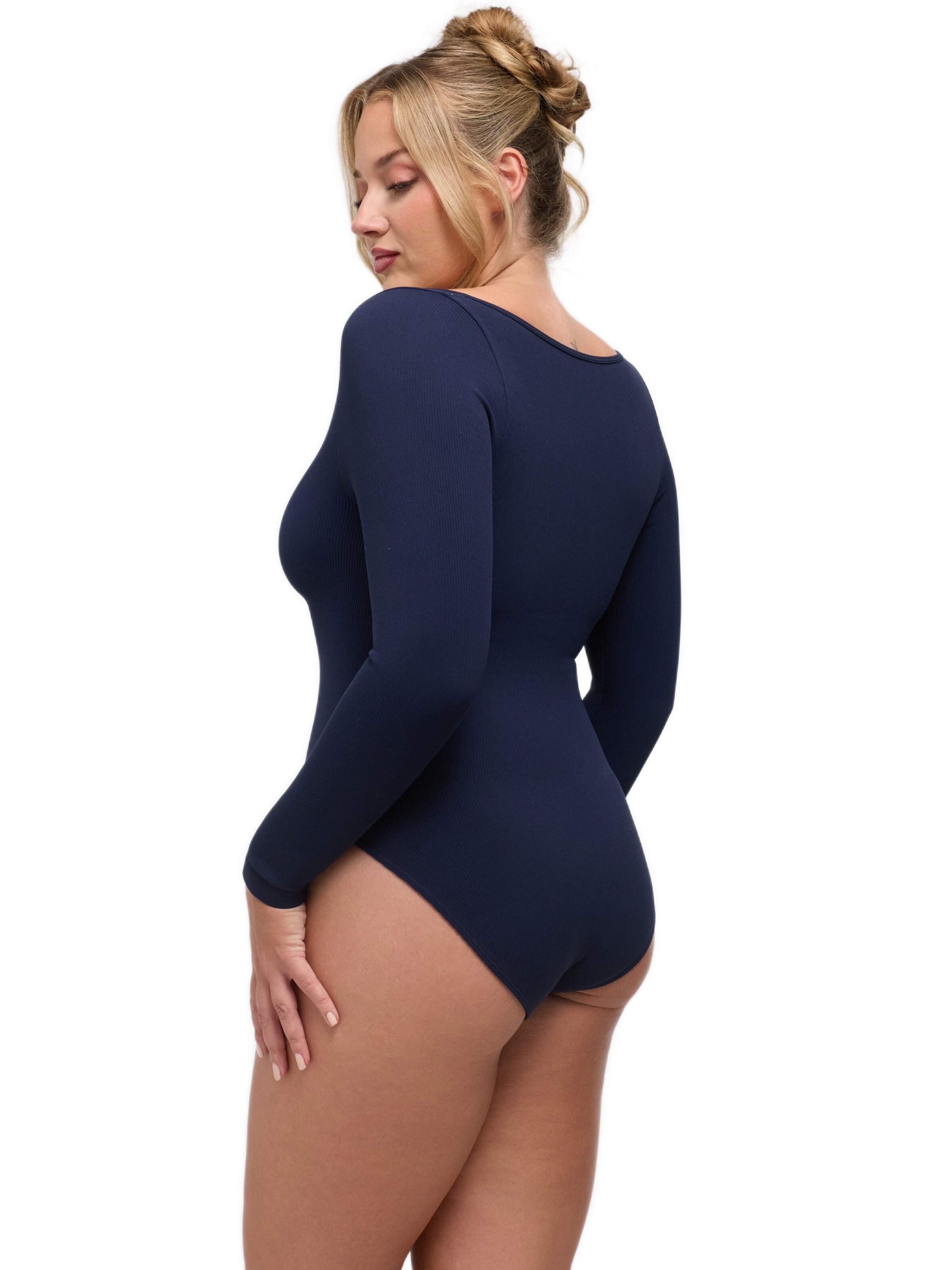 cfab Body 'Ribbed Longsleeve Sculpting Bodysuit with Slip' in Blauw
