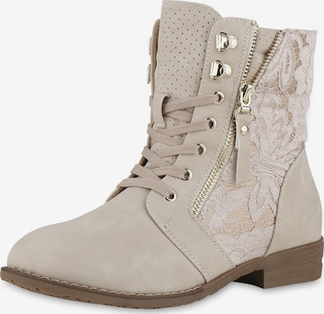 Van Hill Schnürstiefelette 'Paisley' in Beige: Vorderseite