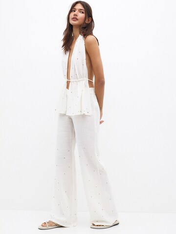Pull&Bear Wide leg Byxa i beige