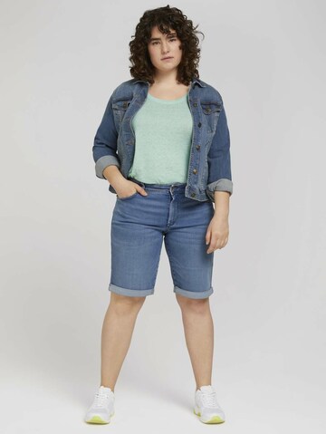 Tom Tailor Women + Slimfit Shorts in Blau