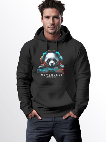 Neverless Sweatshirt 'Panda DJ' in Schwarz