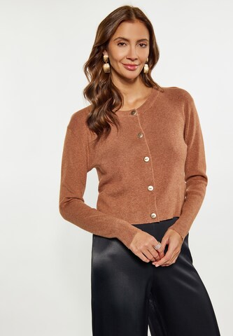 faina Knit Cardigan in Brown: front