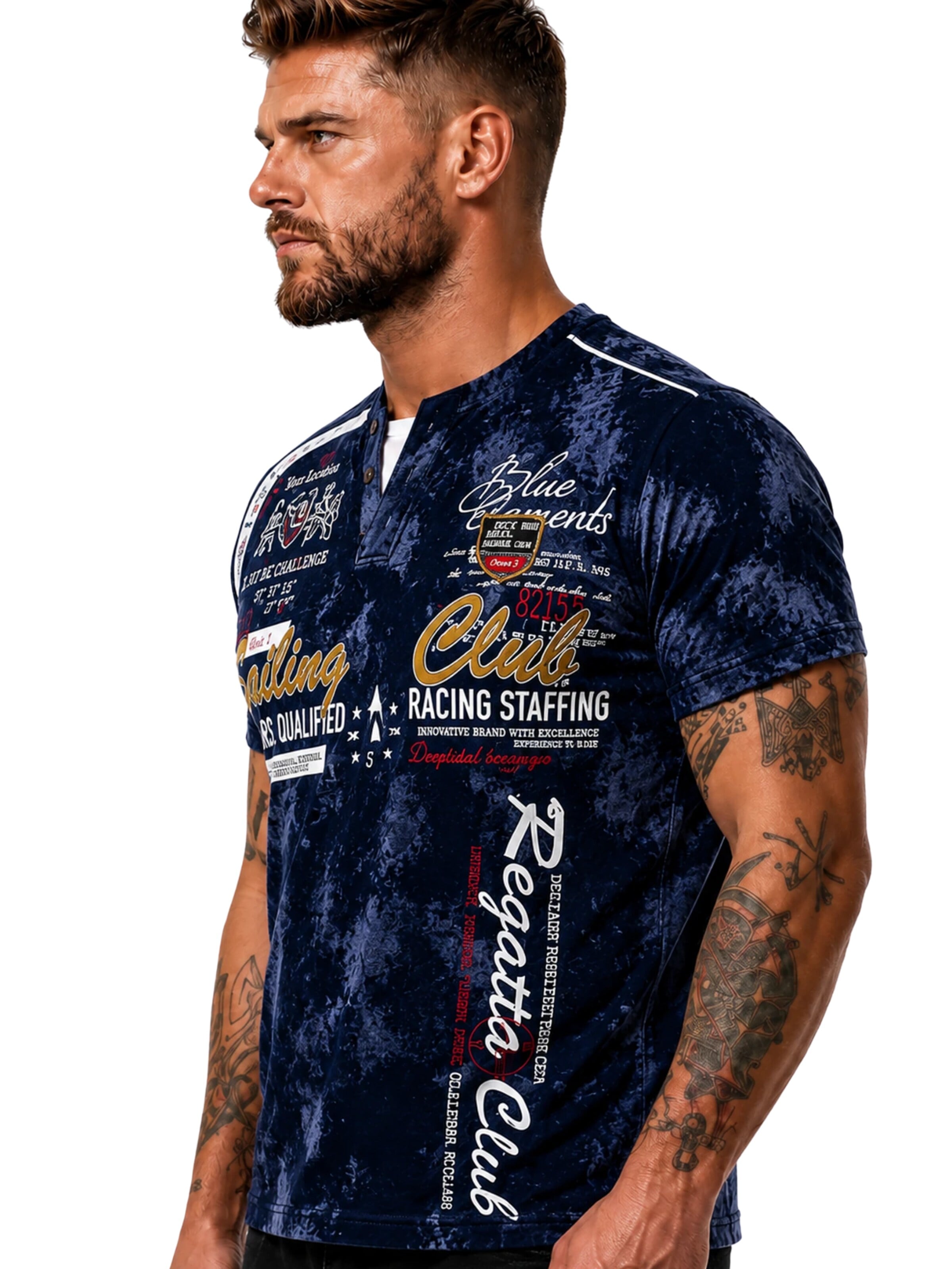 L.Gonline Shirt 'Sailing Batik'‌‌‌‌ in Blau