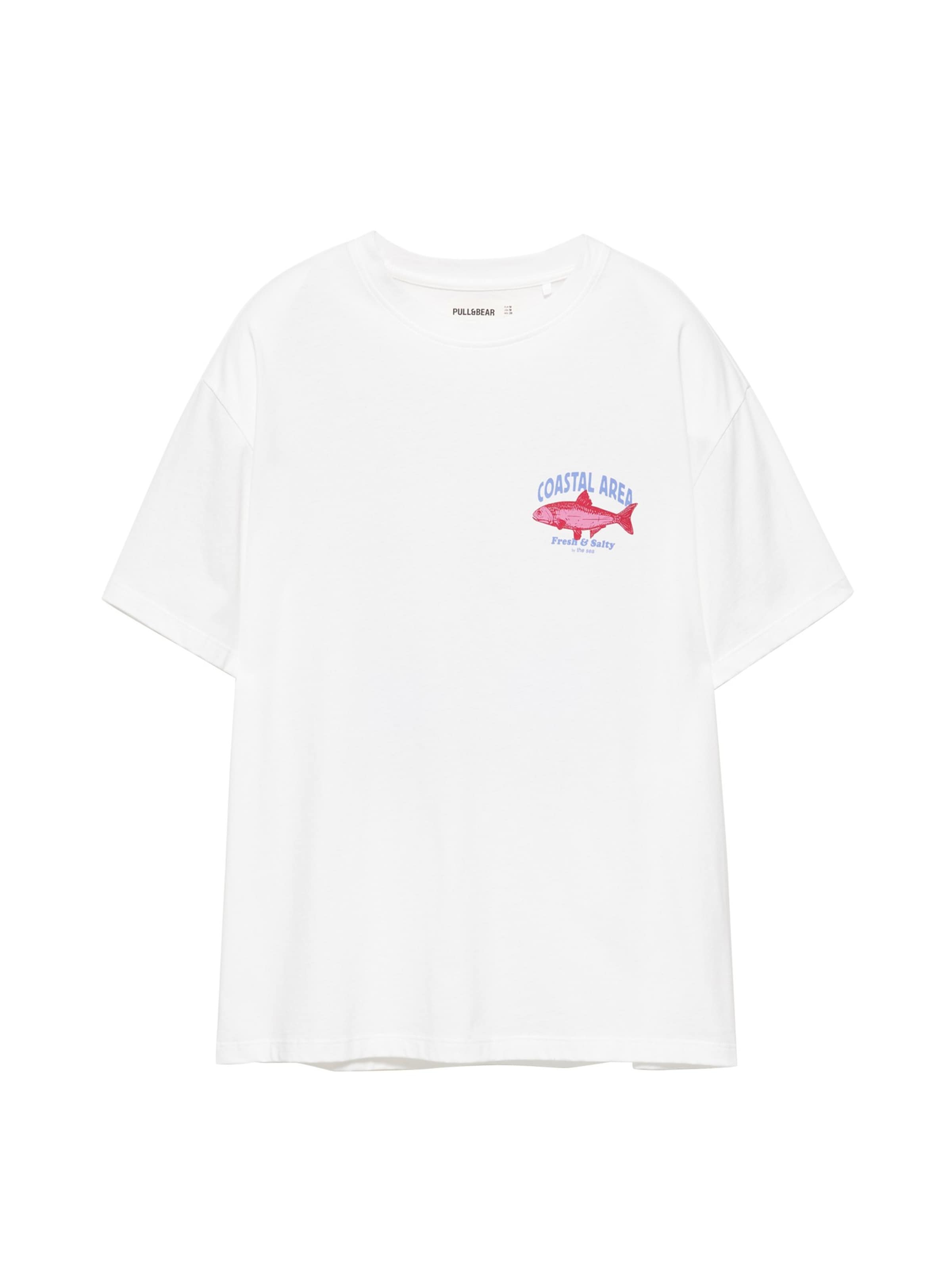 Pull&Bear Тениска в бяло: отпред