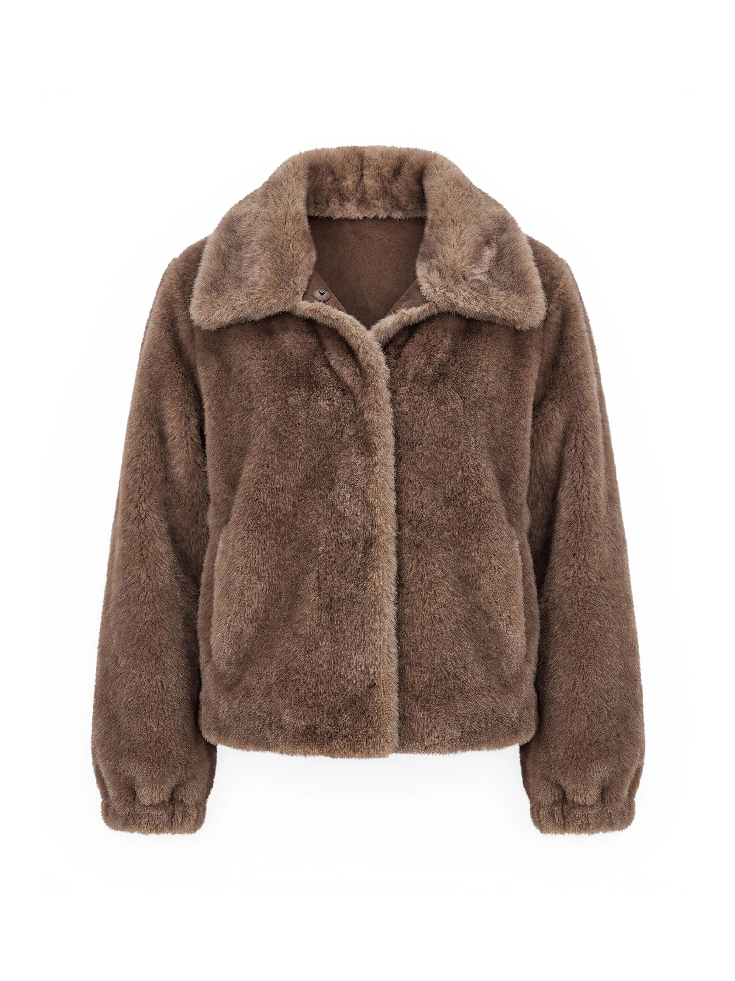Funk since 1776 Winterjacke 'Oversize-Wendejacke aus Webpelz & Velourslederimitat mit Schlitzen'‌‌‌‌‌‌‌‌‌ in Braun: Vorderseite