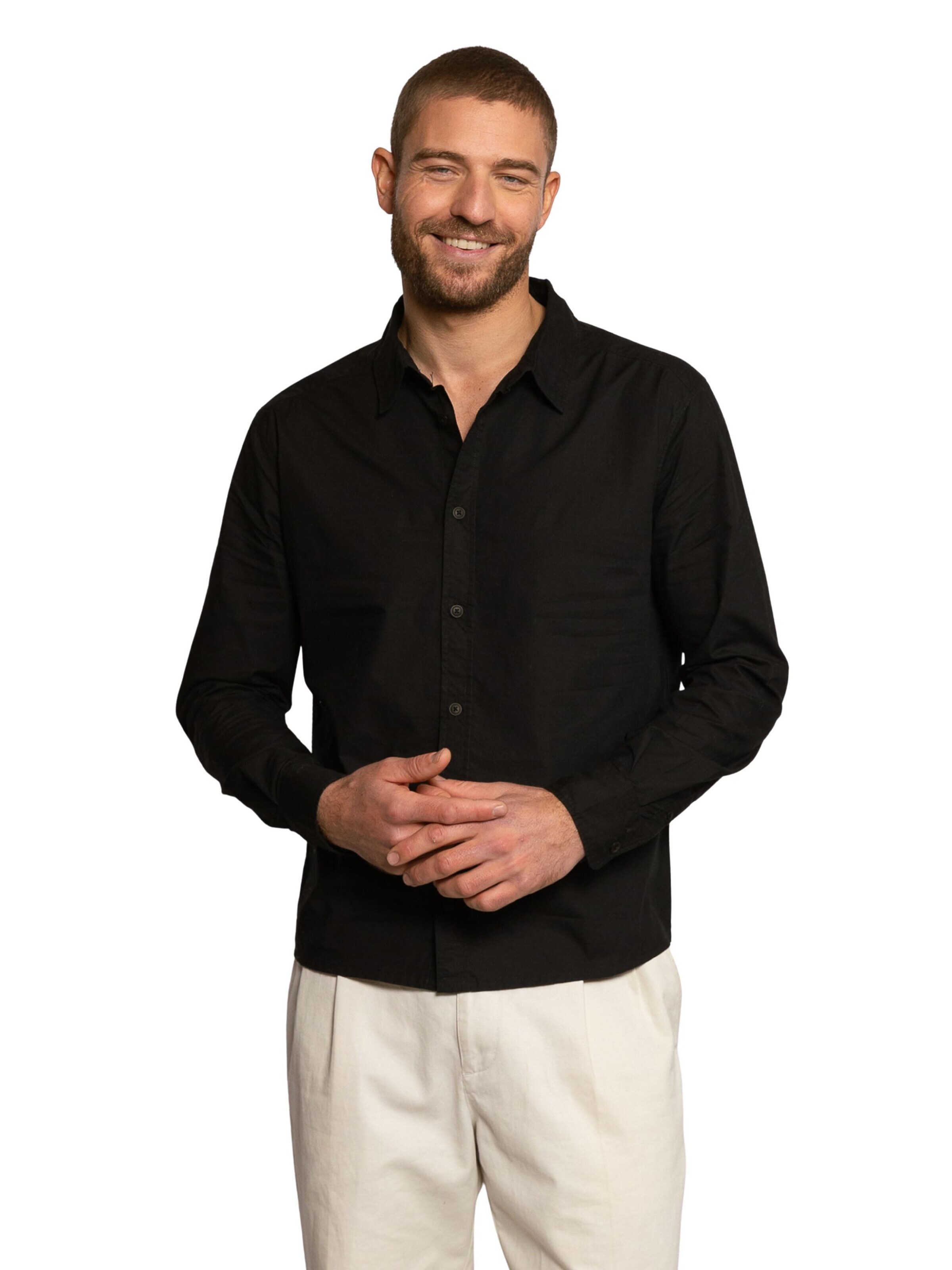 Coupe regular Chemise 'Charles' LDB en noir : devant