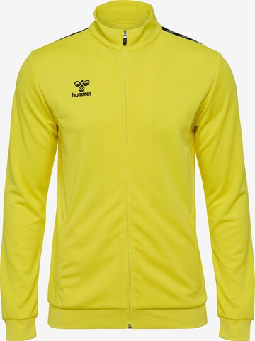 Hummel Athletic Zip-Up Hoodie 'Authentic' in Yellow: front