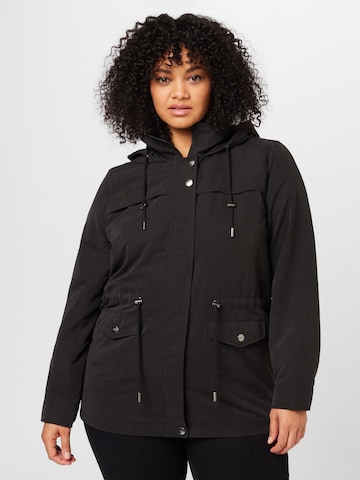 ONLY Carmakoma Between-Seasons Parka 'Starline Spring' in Black: front