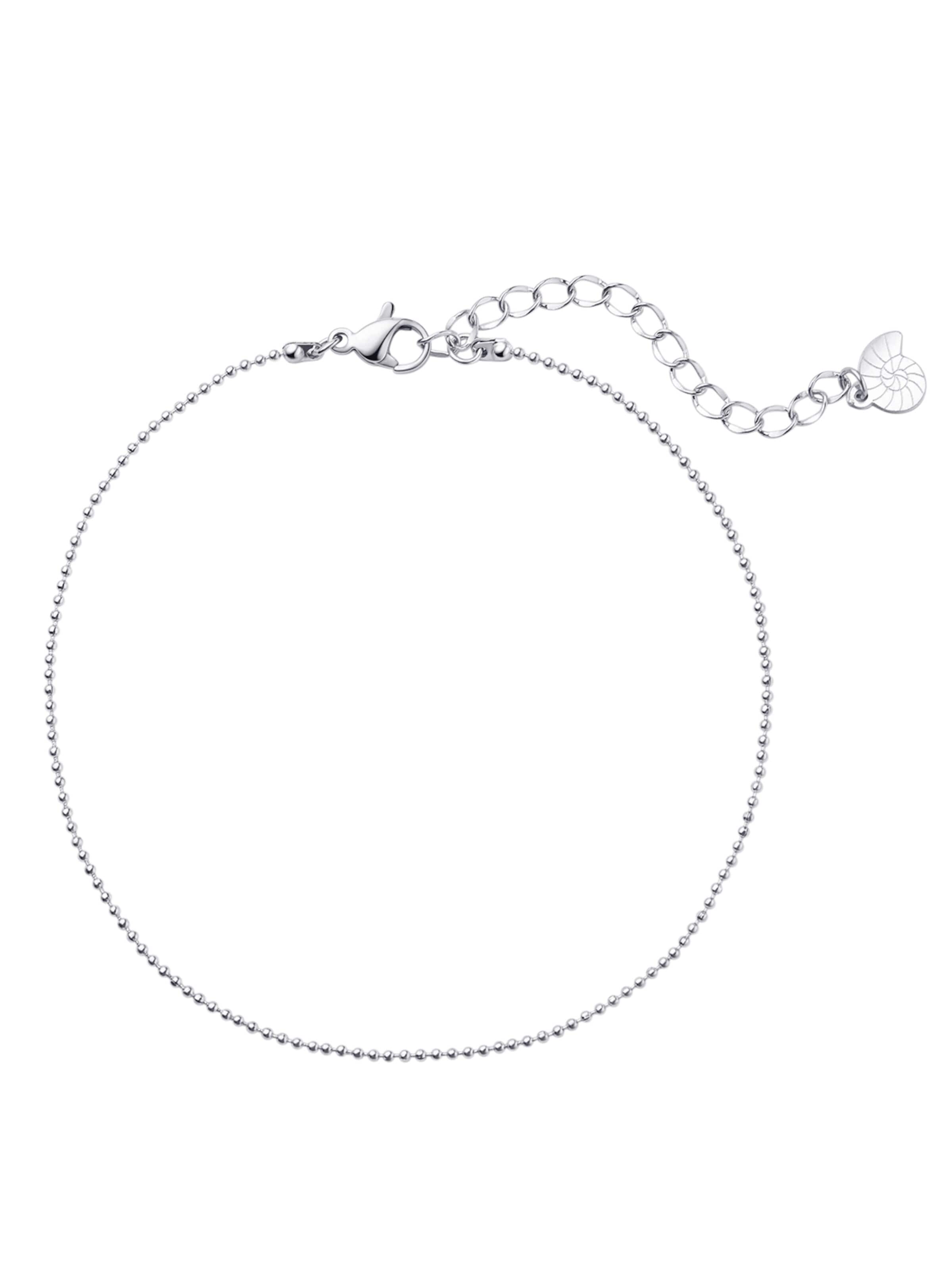 Hey Happiness Fußschmuck 'Bead Line'‌‌ in Silber: Vorderseite