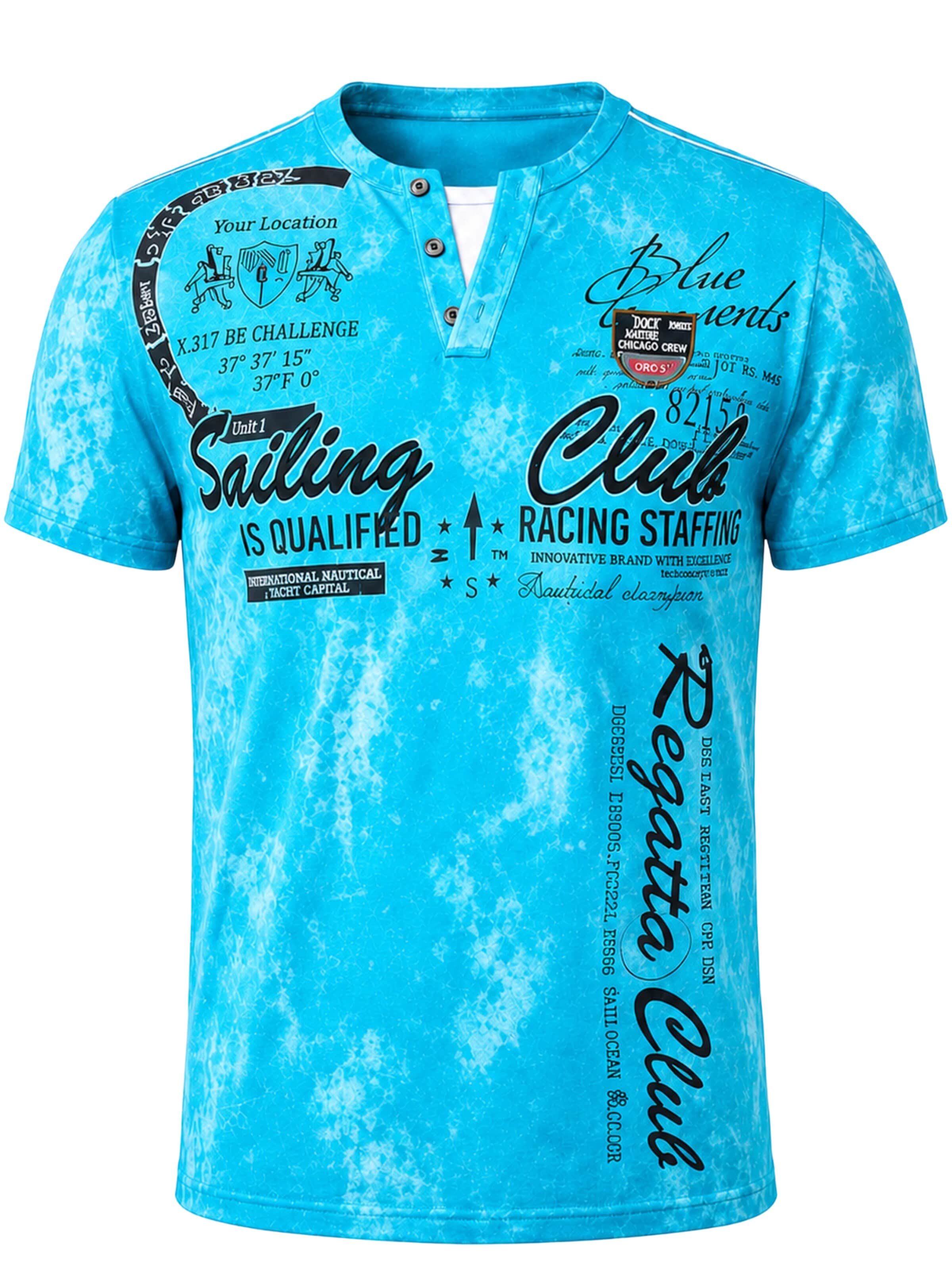 L.Gonline Shirt 'Sailing Batik'‌‌‌‌ in Blau: Vorderseite