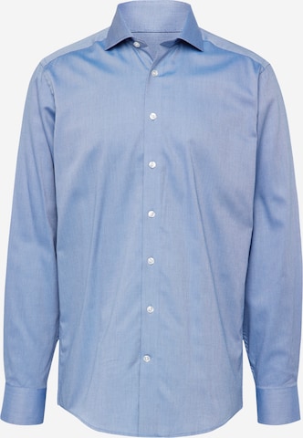 Bruun & Stengade جينز مضبوط قميص 'Gronkowski' بلون أزرق: الأمام
