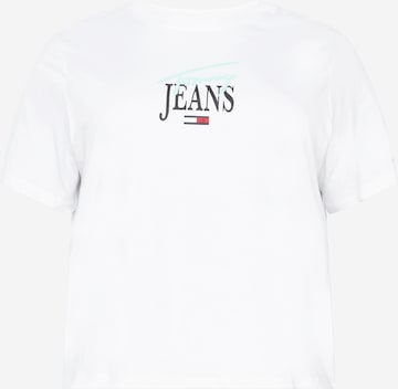 Tricou de la Tommy Jeans Curve pe alb: față