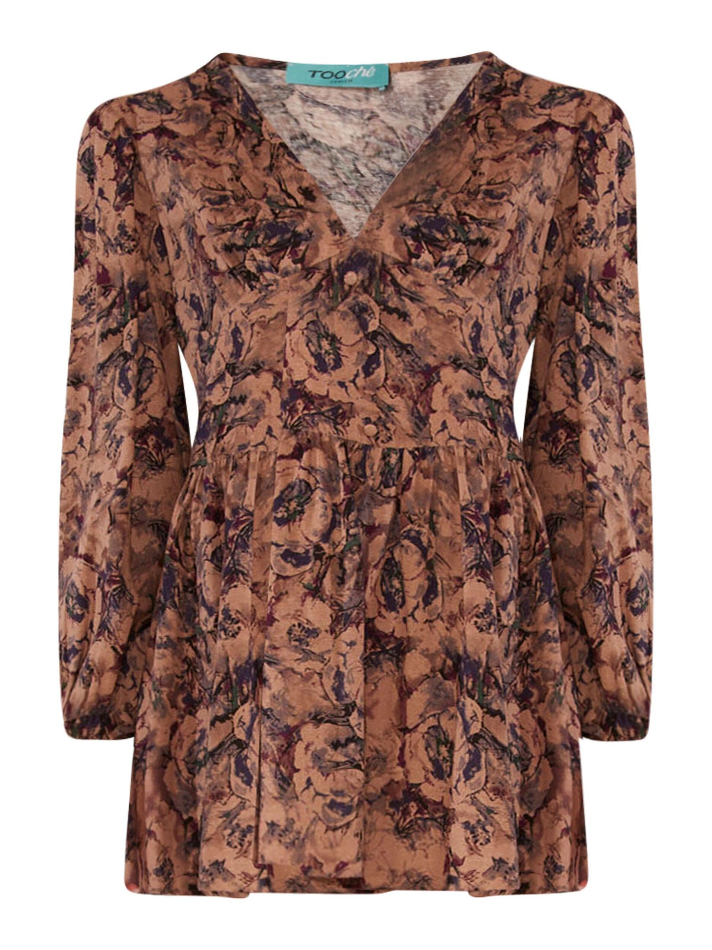 TOOche Dress 'Autumn Flowers' in Brown: front