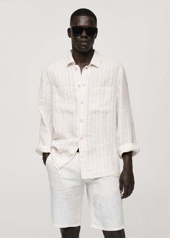 MANGO MAN Regular fit Button Up Shirt 'Ibiza' in Beige: front