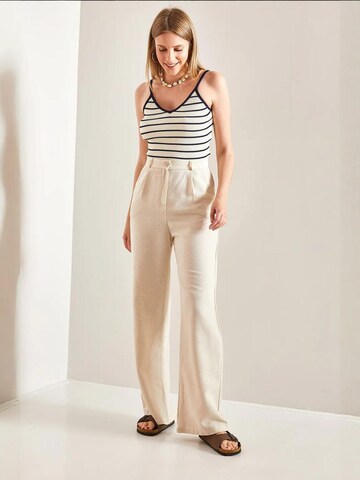 Bianco Lucci Wide Leg Hose in Beige