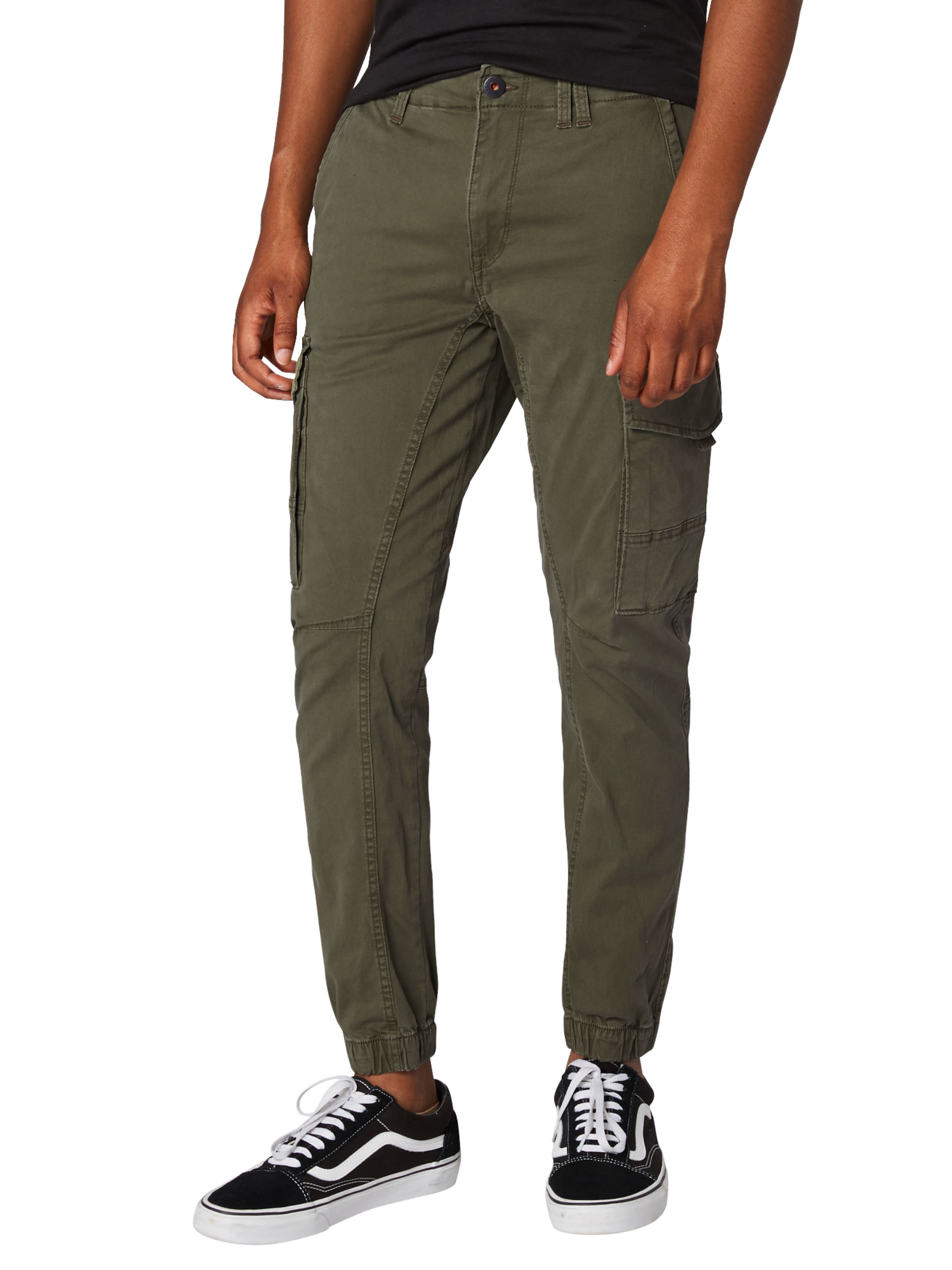 zaļš JACK & JONES Piegulošs Kargo bikses 'JJIPaul JJFlake': no priekšpuses