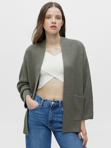 Pull&Bear Knit Cardigan in Green: front