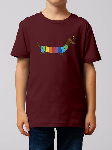 watabout.kids T-Shirt 'Regenbogen Dackel' in Rot: Vorderseite