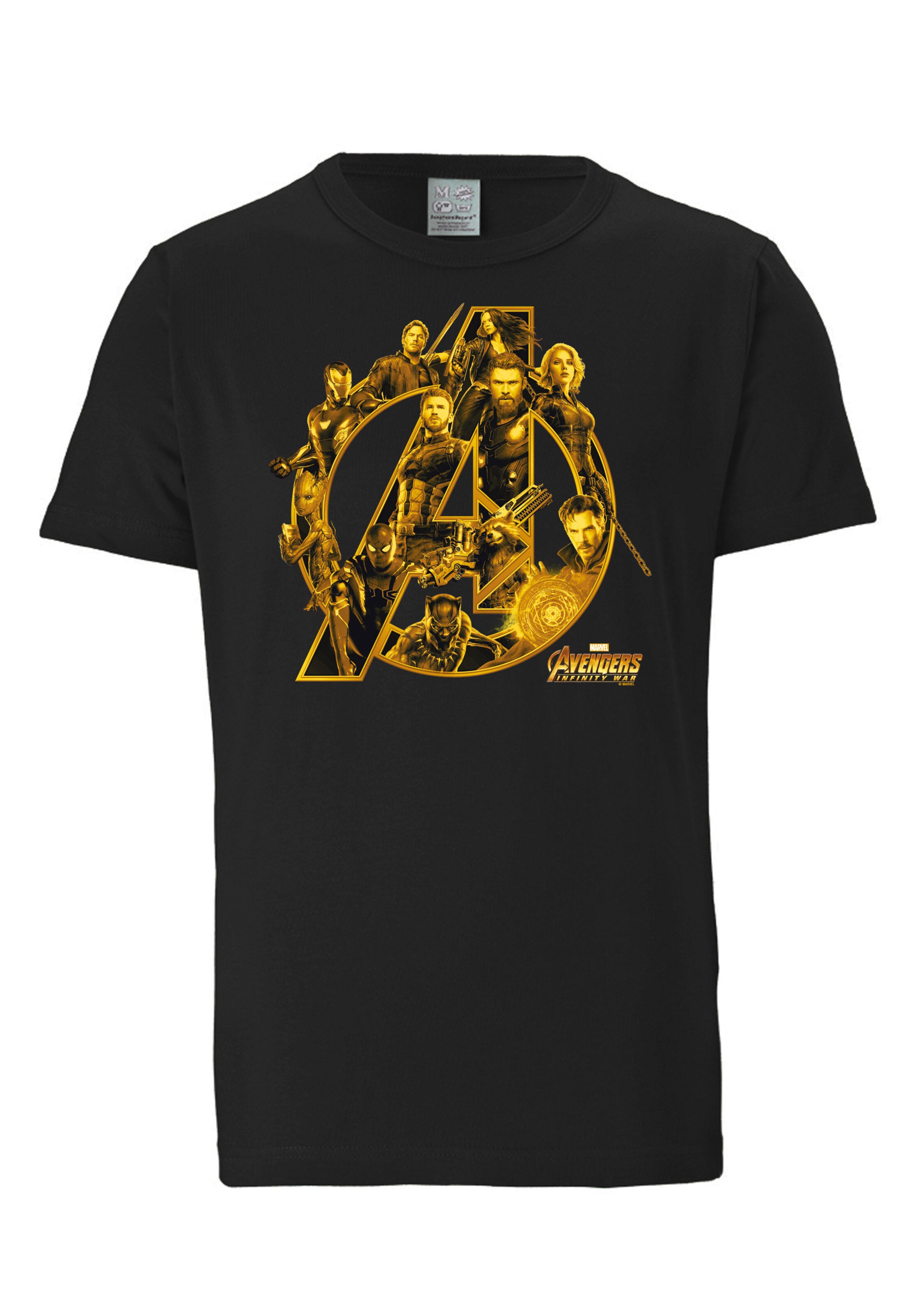 LOGOSHIRT Shirt 'Avengers Infinity War' in Black: front