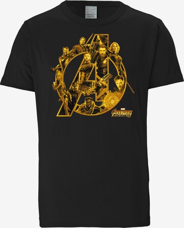 LOGOSHIRT Shirt 'Avengers Infinity War' in Zwart: voorkant